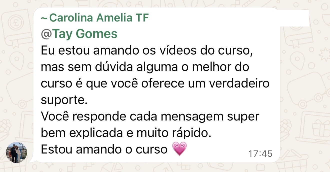 Print de aluna 5 compartilhando resultado do método Escova Perfeita