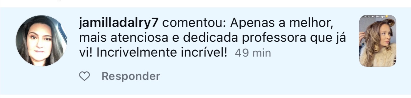 Print de aluna 8 compartilhando resultado do método Escova Perfeita